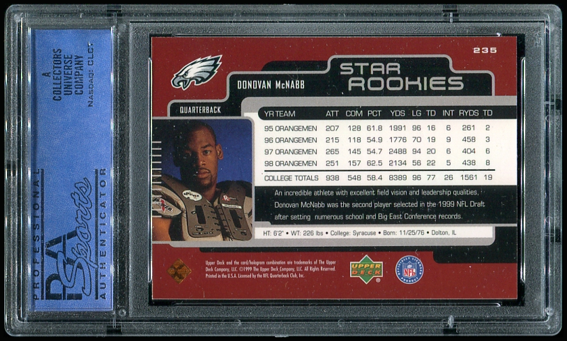1999 Upper Deck #235 - Donovan McNabb PSA 8