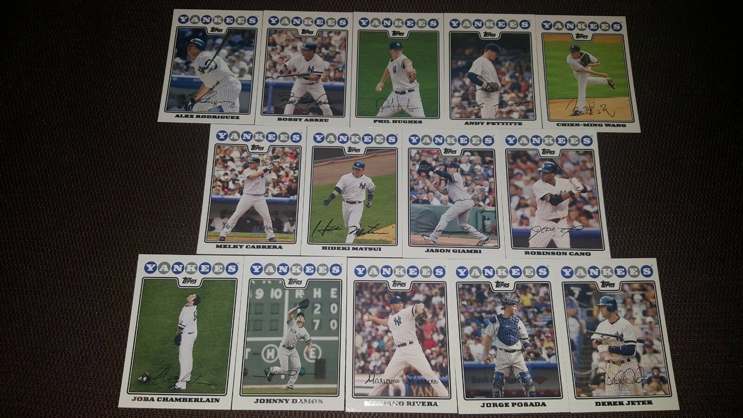 2008 Yankees Topps Complete 14 Card Set