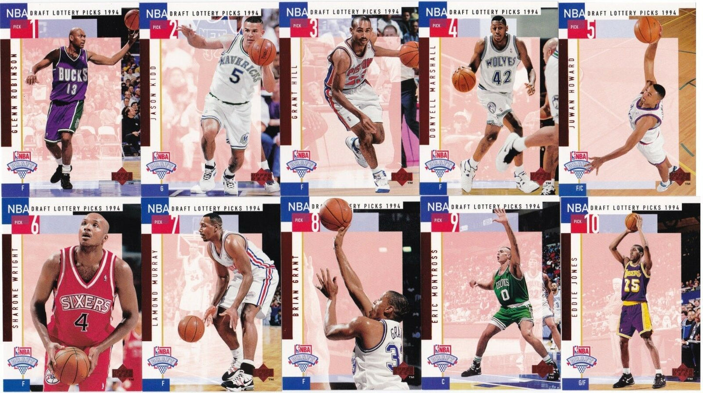 1994-95 Upper Deck NBA Draft Lottery Picks Complete 10 Card Set