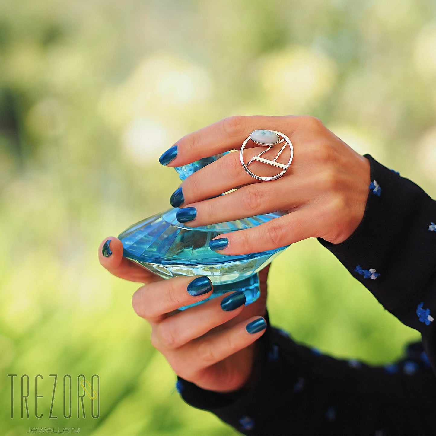 Circle And Larimar Ring